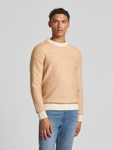 Selected Regular Fit Strickpullover mit Alpaka-Woll-Mix Modell 'RAI' Mittelbraun 4