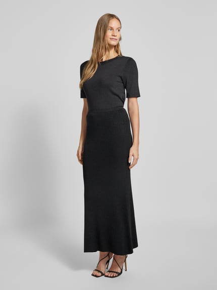 Selected Spódnica z dzianiny z mieszanki lyocellu model ‘LURA’ Czarny 1