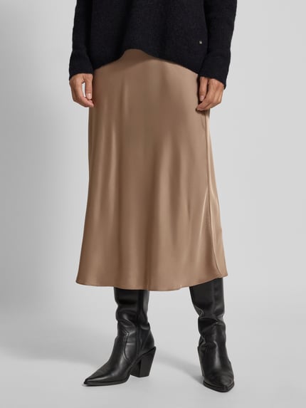 Lauren Ralph Lauren Midirok met plooien, model 'SHARAE' Taupe - 4