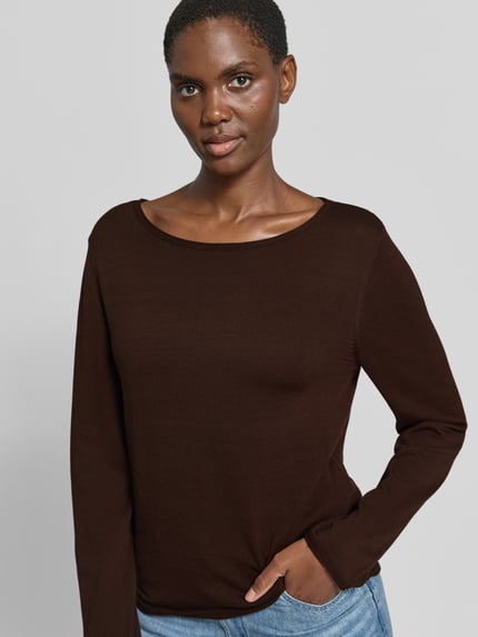 s.Oliver RED LABEL Regular Fit Pullover aus Baumwoll-Viskose-Mix Dunkelbraun 3
