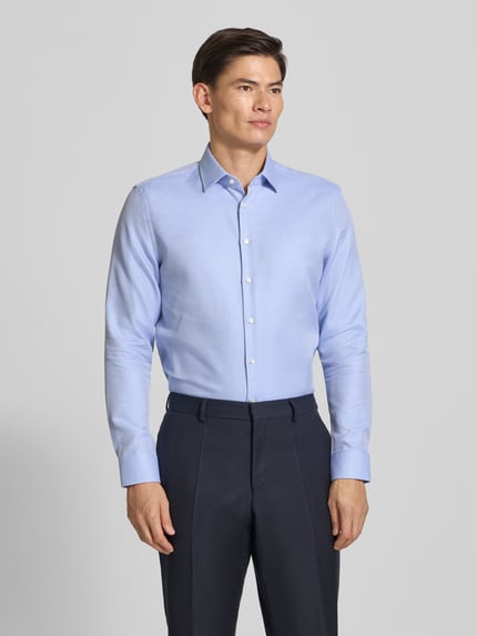 Jake*s Slim Fit Businesshemd mit Strukturoptik Hellblau 4