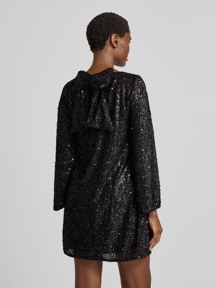 VERO MODA Fließendes Abendkleid mit Paillettenbesatz Modell 'NAJA' Black 5