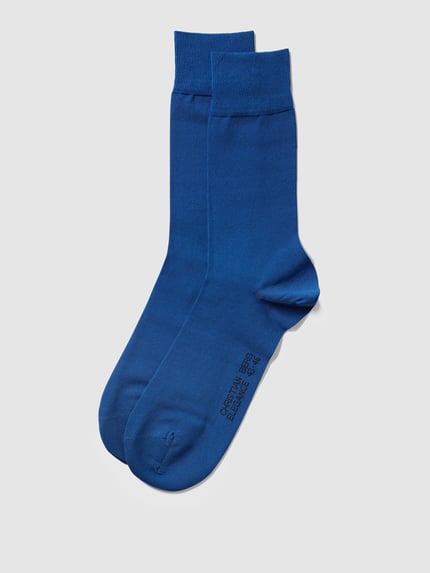 Produktfoto, Socken mit Label-Print im 2er-Pack von Christian Berg Men in Blau, Baumwoll-Mix, gerippter Abschluss, körpernaher Schnitt
