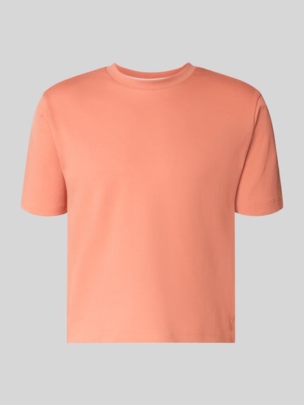 Produktfoto, T-Shirt mit Rundhalsausschnitt von JAKE*S STUDIO WOMAN, bawełna, krój relaxed fit, kolor łososiowy, gładka faktura