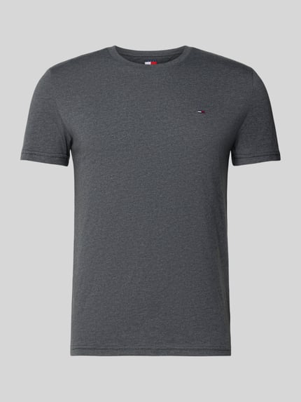 Produktfoto, Regular Fit T-Shirt aus Baumwoll-Mix van Tommy Jeans, donkergrijs, unikleur, kort mouw, logo-stiksel, jerseytextuur