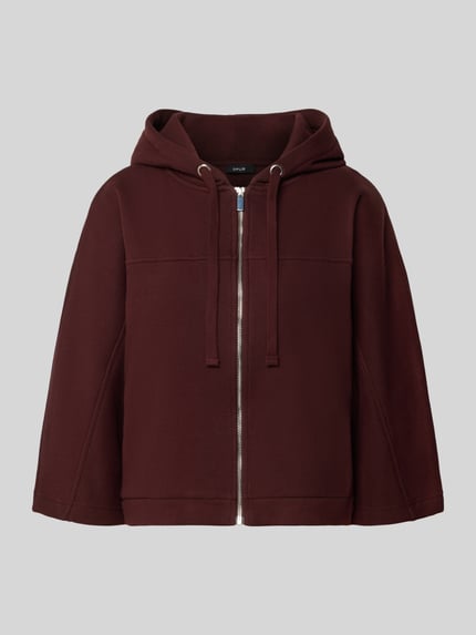 OPUS Loose Fit Sweatjacke aus Baumwoll-Mix Modell 'Giela' Bordeaux 2