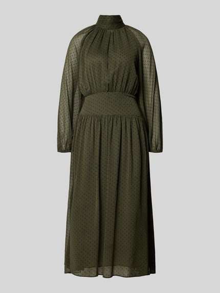 MANGO Midikleid mit Taillenpasse Modell 'POLKY' Khaki 2