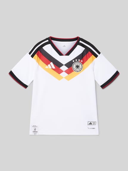 Produktfoto, kinderen sportshirt Trikot met logo's model 'DFB' van adidas Sportswear in regular fit, V-hals, labeldetail, ruglengte 64 cm bij maat 164