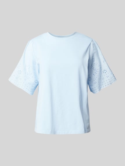 YAS Regular Fit T-Shirt mit Lochmuster Modell 'YASLEX' Hellblau 2