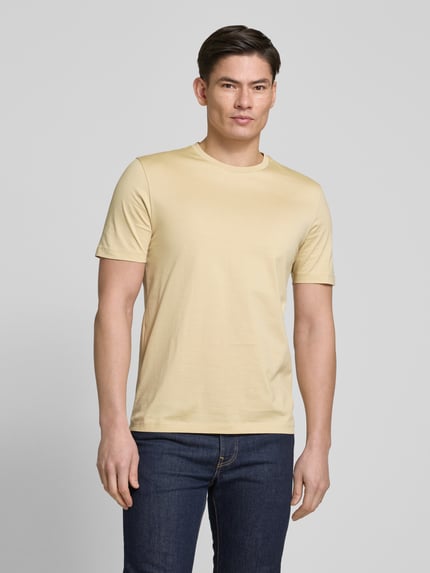 HUGO T-shirt z okrągłym dekoltem model ‘Dimerstee’ Beżowy 4