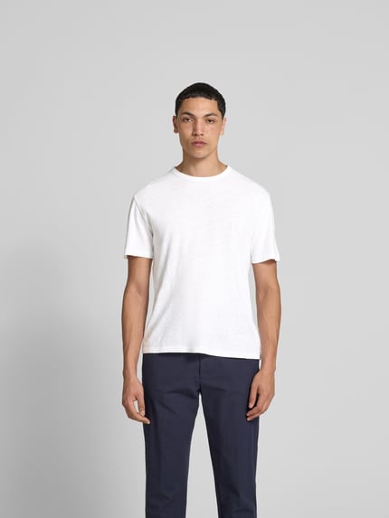 Officine Générale T-shirt z prążkowanym okrągłym dekoltem Biały 4
