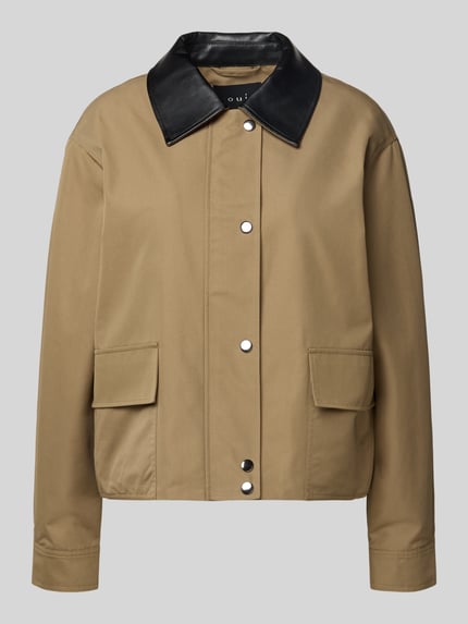 Oui Overhemdjack met platte kraag Kaki - 2