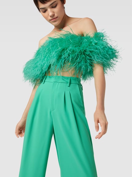 New Arrivals by Ilkyaz Ozel Stoffen broek met bandplooien Appeltjesgroen - 3