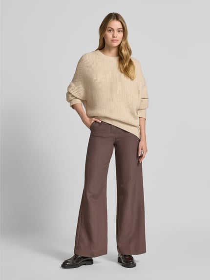 mbyM Sweter z dzianiny o kroju relaxed fit z dodatkiem wełny model „Gillian” Beżowy 1