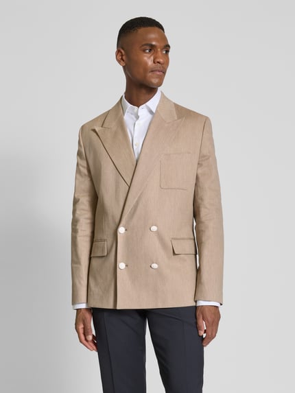 HUGO Regular Fit Sakko aus  Baumwoll-Mix mit Leinen-Anteil Modell 'Kris' Beige 4