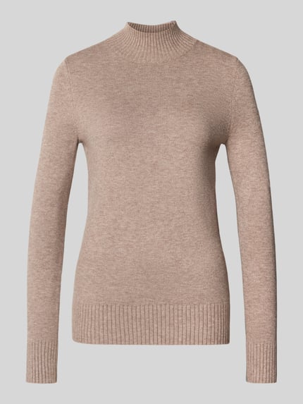 Christian Berg Woman Regular Fit Strickpullover mit Stehkragen Mittelbraun Mel 1