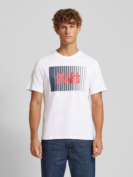 JACK & JONES T-Shirt mit Label-Print Modell 'CORP' Weiss 4