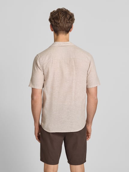 ONLY & SONS Slim Fit Freizeithemd aus Baumwoll-Leinen-Mix Modell 'CAIDEN' Beige 5