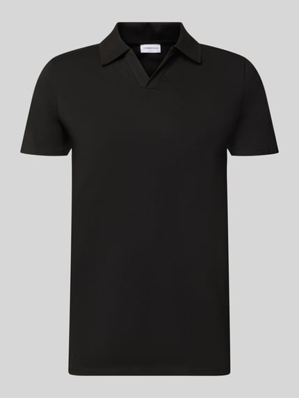 Lindbergh Slim fit Poloshirt met V-hals Zwart - 2