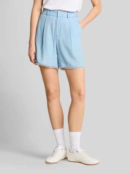 Tom Tailor Denim Damen Stoffshorts aus Lyocell mit Spitzenborte Bleu 4