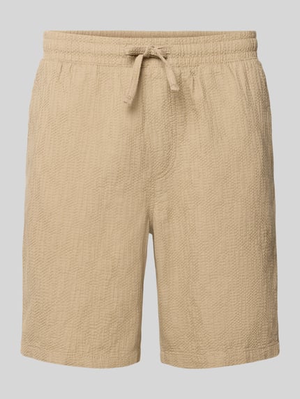 Produktfoto, Shorts mit Strukturmuster Modell 'JAIDEN' von Jack & Jones aus Material-Mix mit Baumwoll-Anteil in Beige, Regular-Fit, Nahaufnahme