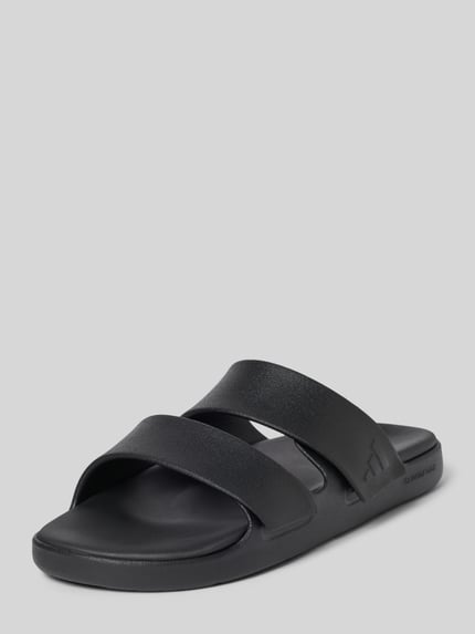 Produktfoto, Badeschuhe mit Label-Prägung Modell 'ZNCAPE SANDAL' von adidas Sportswear, unifarben, peep toe, płaska podeszwa, strukturalna podeszwa
