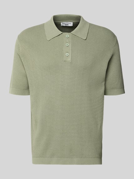 Produktfoto, Regular Fit Poloshirt aus reiner Baumwolle von Marc O'Polo Denim in Optik: Unifarben, Struktur-Strick, Label-Patch, Farbe hellgrün