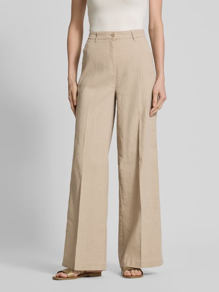 CAMBIO Wide Leg Leinenhose mit Eingrifftaschen Modell 'ADRIENNE' Camel 4