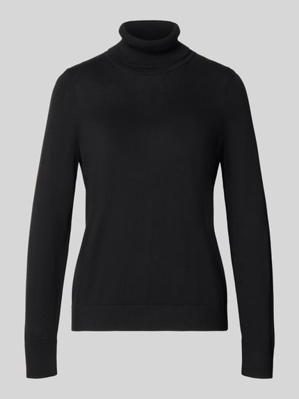 Produktfoto, Regular fit gebreide pullover van Viscosemix Model 'OKTOBER' van comma in zwart met col, Dames, Ruglengte maat 36: 58 cm, Mouwlengte maat 36: 63 cm