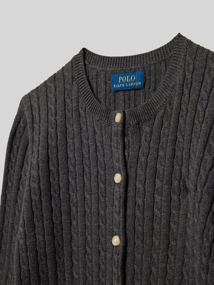 Polo Ralph Lauren Teens Strickjacke mit Zopfmuster und Label-Stitching Mittelgrau 2