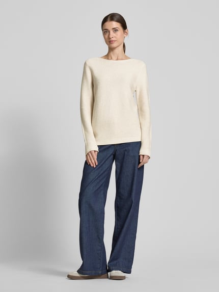 Tom Tailor Regular Fit Strickpullover aus reiner Baumwolle Beige 1
