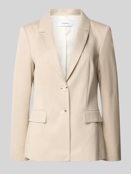 Produktfoto, Slim Fit Blazer aus viscosemix met stretch, reverskraag, klepzakken, knoopsluiting, comma, dames, maat 36, kleur beige