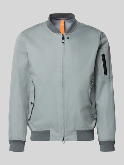 Produktfoto, Jacke mit Stehkragen und Zweiwege-Ritsluiting Modell 'FLAP' van G-LAB in lichtgrijs, katoenmix, regular fit, glad oppervlak