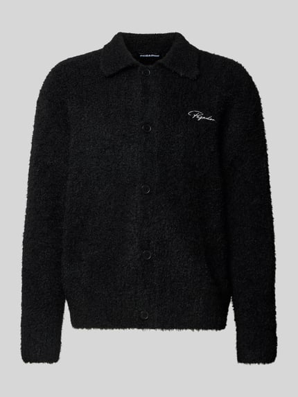 PEGADOR Cardigan aus Effektgarn mit Label-Stitching Black 2