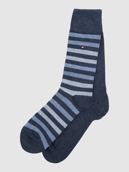 Tommy Hilfiger Socken mit Label-Detail im 2er-Pack Modell 'DUO STRIPE SOCK' Jeansblau 1