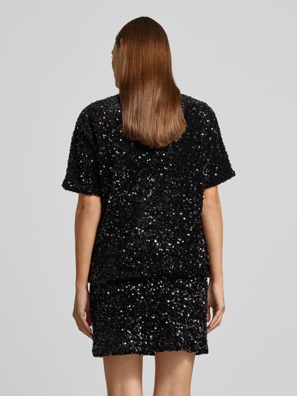 VILA Blusenshirt mit Paillettenbesatz Modell 'FAITH' Black 5