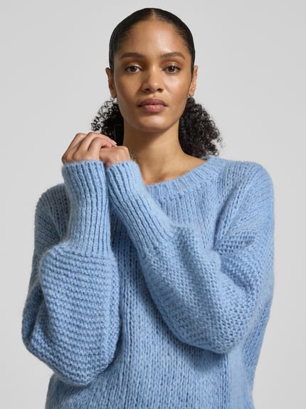LOLLYS LAUNDRY Oversized Strickpullover mit Mohair-Anteil Modell 'Isolde' Hellblau 3