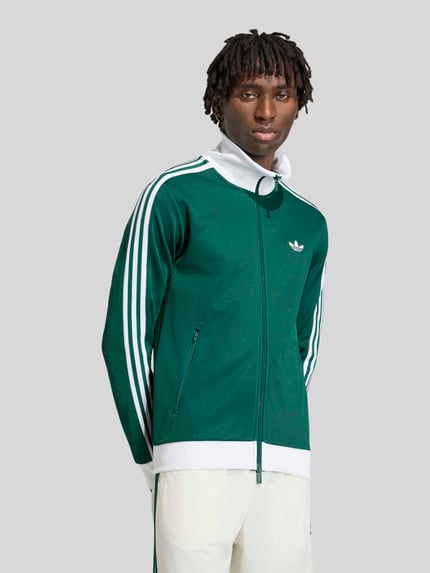 adidas Originals Bluza rozpinana o kroju slim fit z mieszanki bawełny Ciemnozielony 4