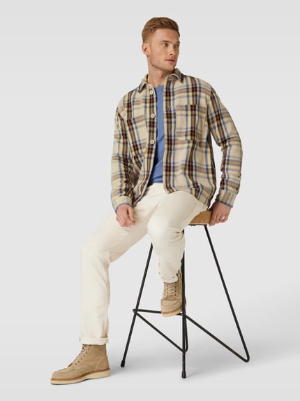 KnowledgeCotton Apparel Regular fit overhemdjack met opgestikte borstzakken Middenbruin - 1
