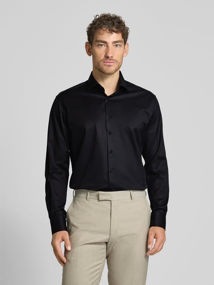 ETERNA Koszula biznesowa o kroju regular fit z jednokolorowej tkaniny solid Czarny 4