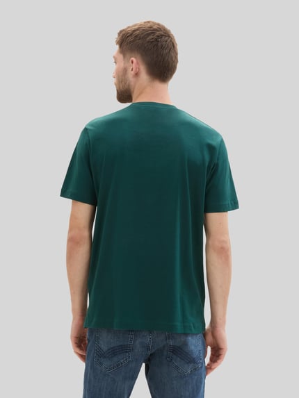 Tom Tailor Regular Fit T-Shirt aus reiner Baumwolle Dunkelgruen 5