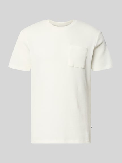 Productfoto, Regular Fit T-shirt uit katoenmix van s.Oliver RED LABEL, look: effen, gestructureerd, ronde hals, korte mouw, borstzak, piqué structuur
