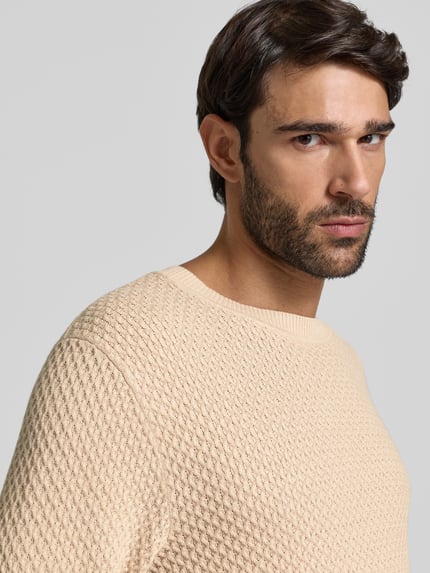 JACK & JONES Premium Sweter z dzianiny z fakturowanym wzorem model ‘BARKLEY’ Złamany biały 3