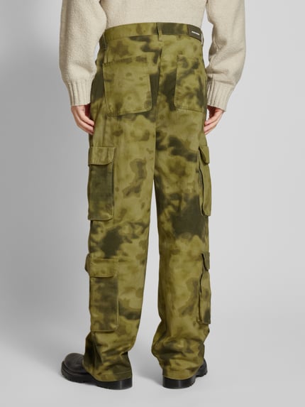 PEGADOR Wide Leg Cargohose mit Gesäßtaschen Modell 'HARMON' Oliv Melange 5