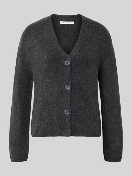 Tom Tailor Denim Regular Fit Strickjacke mit V-Ausschnitt Anthrazit 2