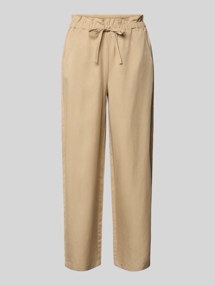 Produktfoto, Wide Leg Joggpants aus Lyocell-Leinen-Mix von Marc O'Polo in Beige, unifarben, lockere O-Shape, elastischer Bund, seitliche Taschen