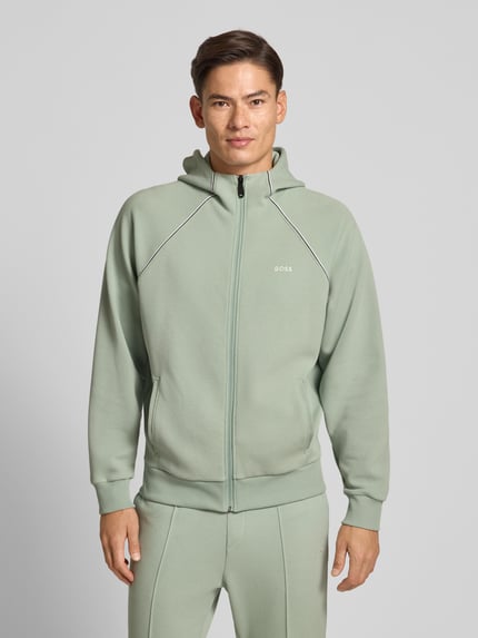 BOSS Green Regular Fit Sweatjacke aus Baumwoll-Mix Hellgruen 4