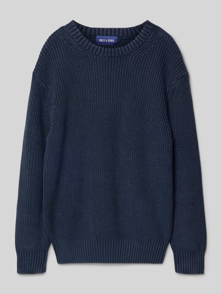 ONLY & SONS Regular Fit Strickpullover aus reiner Baumwolle Modell 'ROSU' Marine 1