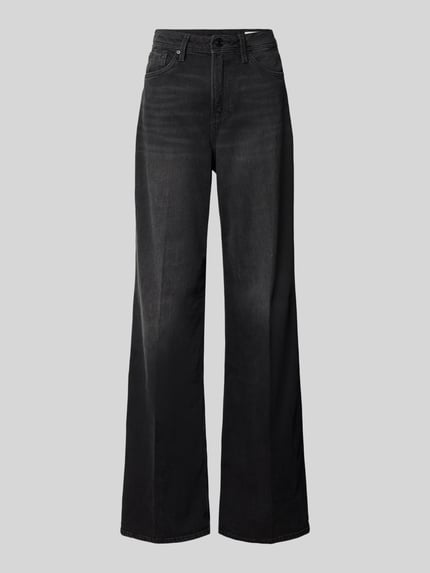 Produktfoto, Wide Leg Jeans aus Baumwoll-Mix von s.Oliver RED LABEL, zwarte katoendenim met rechte wijde pijpen, dames wide & loose fit jeans van s.Oliver RED LABEL