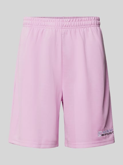 Karl Kani Korte regular fit broek met labelstitching Felroze - 2